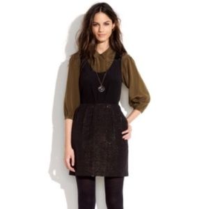 Madewell Black and Gold Metallic Dress